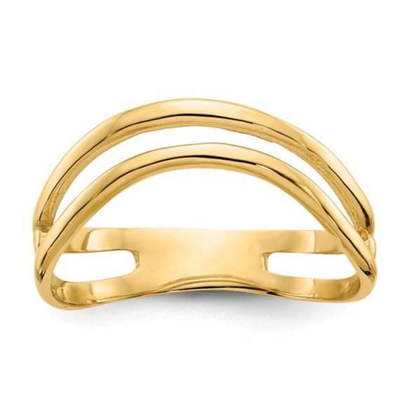 14k Gold Thumb Ring, Double Wave Design